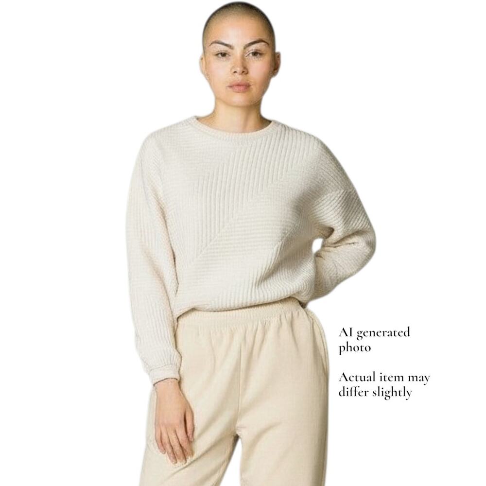 Vintage Kamikaze Cotler 80 90s Off White Ribbed 3D Slouch Sweatshirt Women Large